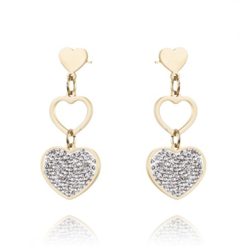 White Heart 14k arannyal bevont rozsdamentes fülbevaló, elegáns stílusú fülbevaló modern nőknek