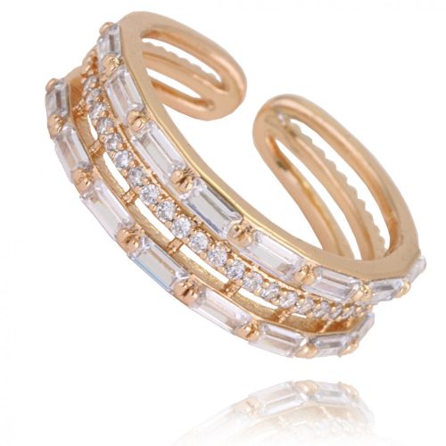 Sally nemesacél gyűrű 18k arany bevonattal, divat gyűrű, állítható méret
